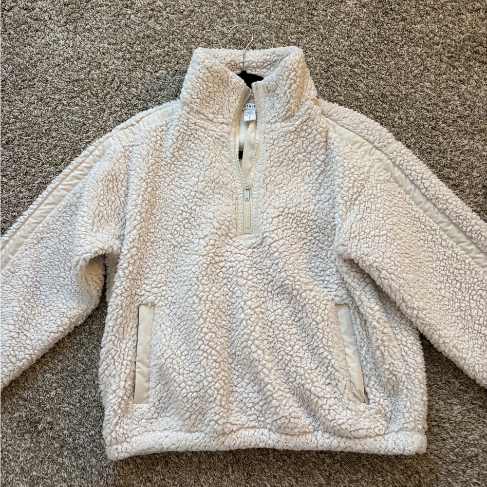 Athleta Cream Funnel Neck Sherpa Pullover